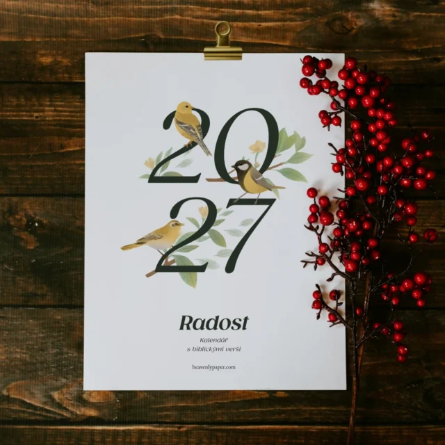 💛 Predstavujeme vám nástenný kalendár Heavenly Paper na rok 2027!
Tento rok sa náš kalendár ponesie v znamení RADOSTI. 🕊️🌿
Prajeme si, aby vám biblické verše počas celého roka pripomínali, že radosť môžeme nachádzať aj v obyčajných dňoch. Aby vás povzbudzovali, prinášali vám nádej a pripomínali, že Bohu môžeme zveriť nielen veľké veci, ale aj tie najmenšie každodenné úlohy. 🤍
✨ Na čo sa môžete tešiť?
🐦 Autorské ilustrácie vtáčikov
📖 Biblické verše na povzbudenie na každý mesiac
🌿 Krásny recyklovaný papier
🤍 Praktický kovový klip na jednoduché zavesenie
Kalendár je dostupný v slovenskej aj českej jazykovej verzii. 🇸🇰🇨🇿
Veríme, že sa stane nielen praktickým pomocníkom pri plánovaní, ale aj každodennou pripomienkou Božej dobroty a radosti, ktorú môžeme nachádzať v Ňom. 💛
✨ Predpredaj kalendárov na rok 2027 je už spustený! (Link v bio)
#heavenlypaper #biblickykalendar #kalendar2027 #radost #biblickeverše